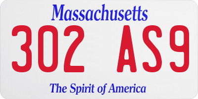 MA license plate 302AS9