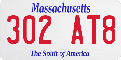 MA license plate 302AT8