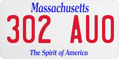 MA license plate 302AU0