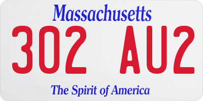 MA license plate 302AU2