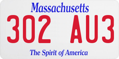MA license plate 302AU3
