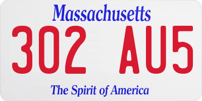 MA license plate 302AU5