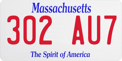 MA license plate 302AU7