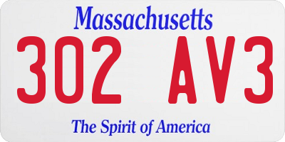 MA license plate 302AV3