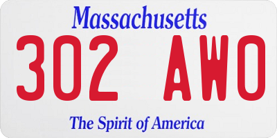 MA license plate 302AW0