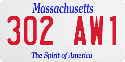 MA license plate 302AW1