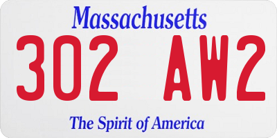 MA license plate 302AW2