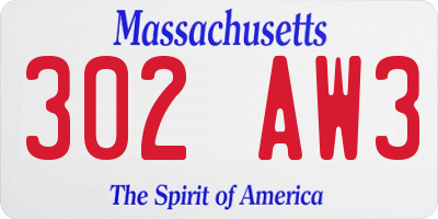 MA license plate 302AW3