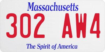 MA license plate 302AW4