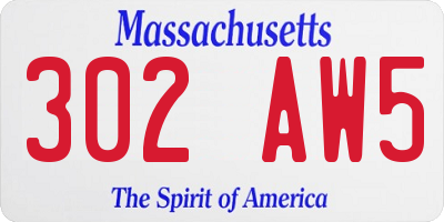 MA license plate 302AW5