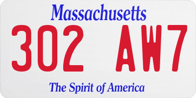 MA license plate 302AW7
