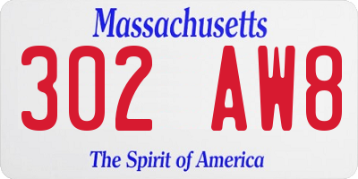 MA license plate 302AW8