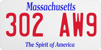 MA license plate 302AW9