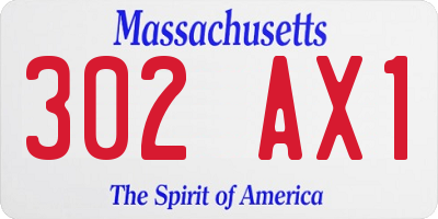 MA license plate 302AX1