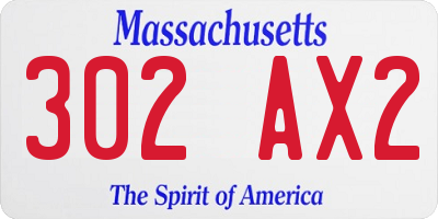MA license plate 302AX2
