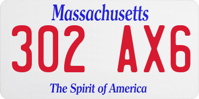 MA license plate 302AX6