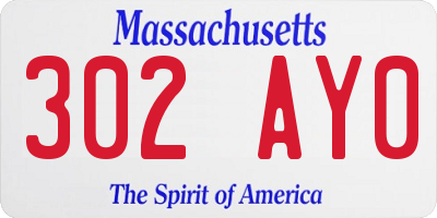 MA license plate 302AY0