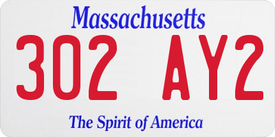 MA license plate 302AY2