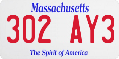 MA license plate 302AY3