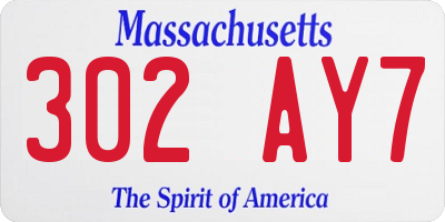 MA license plate 302AY7