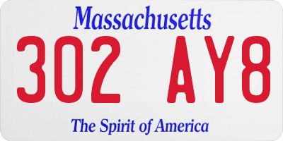 MA license plate 302AY8