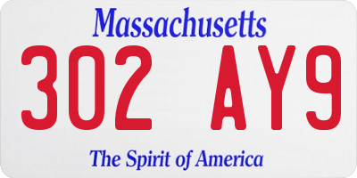 MA license plate 302AY9