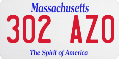 MA license plate 302AZ0