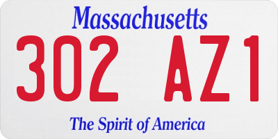 MA license plate 302AZ1