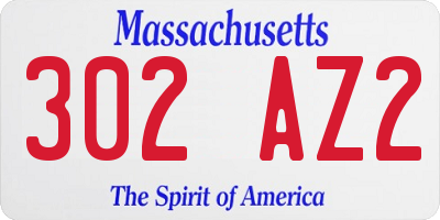 MA license plate 302AZ2
