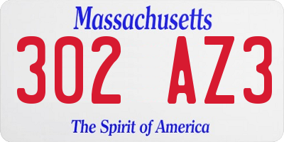 MA license plate 302AZ3
