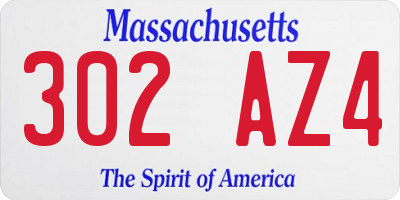 MA license plate 302AZ4