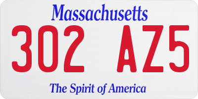 MA license plate 302AZ5