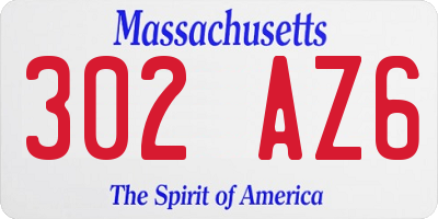 MA license plate 302AZ6