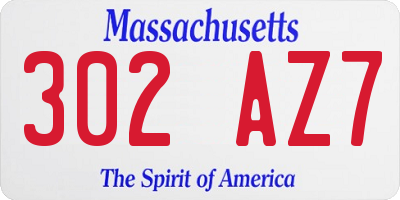 MA license plate 302AZ7