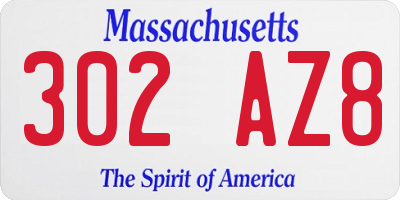 MA license plate 302AZ8