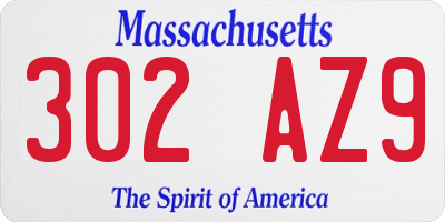 MA license plate 302AZ9