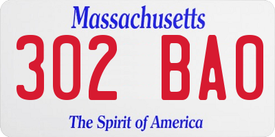 MA license plate 302BA0