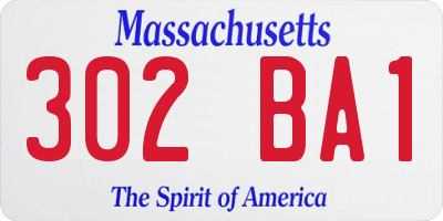MA license plate 302BA1