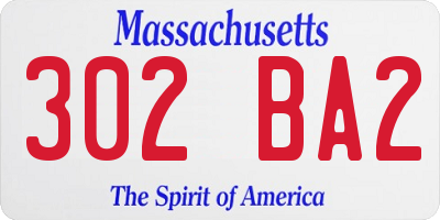 MA license plate 302BA2