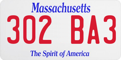 MA license plate 302BA3