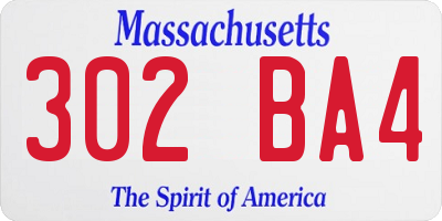 MA license plate 302BA4