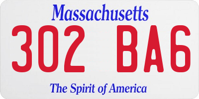 MA license plate 302BA6