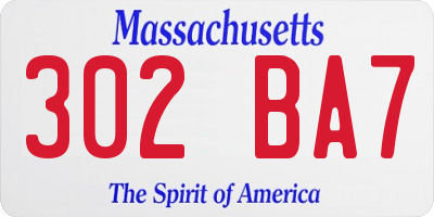 MA license plate 302BA7