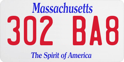 MA license plate 302BA8