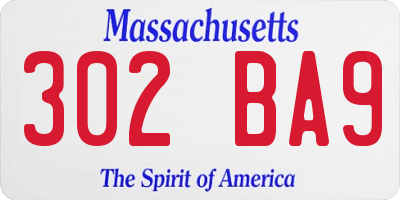 MA license plate 302BA9
