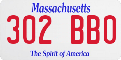 MA license plate 302BB0