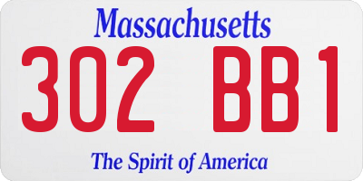 MA license plate 302BB1