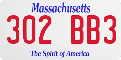 MA license plate 302BB3