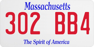 MA license plate 302BB4