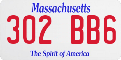MA license plate 302BB6